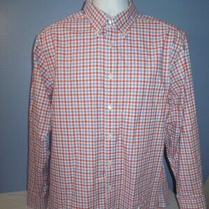 Charles Tyrwhitt Classic Fit Red White Blue Checker Long Sleeve Pocket Shirt L